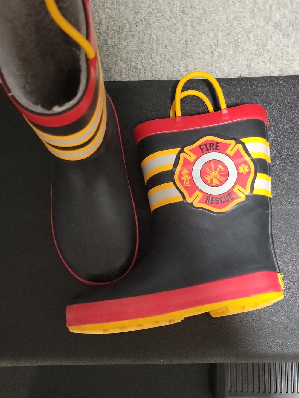 Western Chief Kids Fire Rescue Rain Boots in Black, Red and Yellow